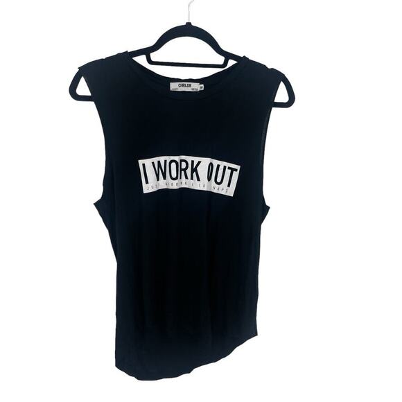 CHRLDR Women’s Black Graphic “I Work Out Just Kidding I Take Naps” Tank Top Sz S - Picture 6 of 10